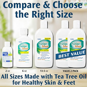 Pedifix FungaSoap pump and label close-up highlighting easy dispensing benefit