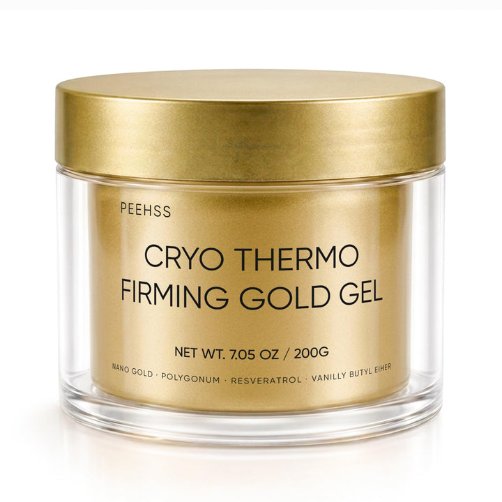 Peehss front packaging showing 200g gold firming gel benefits
