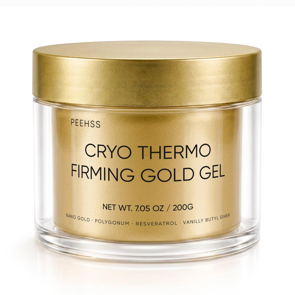 Peehss front packaging showing 200g gold firming gel benefits