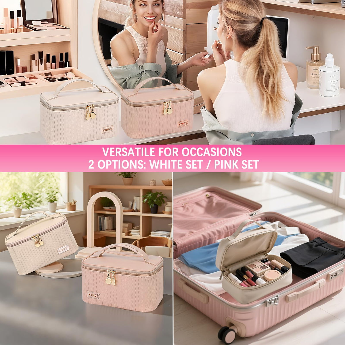 Peenice makeup bag filled with products showing travel-ready organization benefit