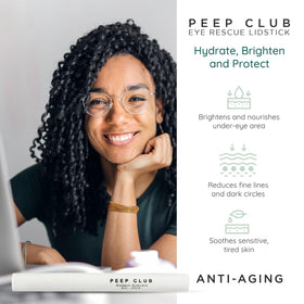 Peep Club LidStick applied to eyelid demonstrating gentle soothing and barrier support
