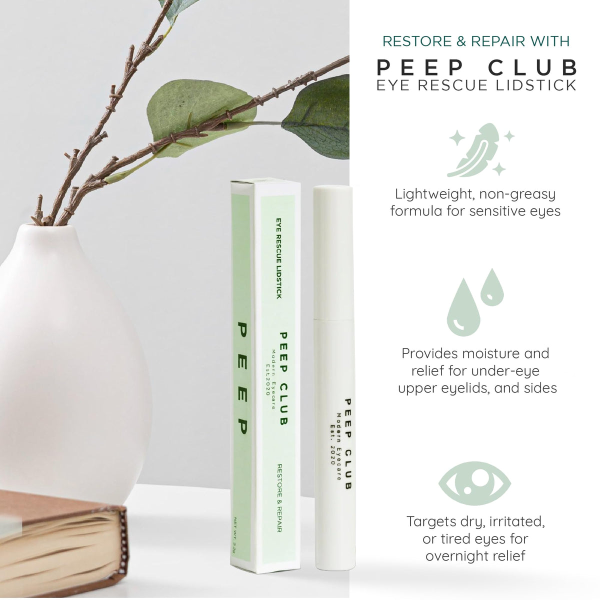 Peep Club LidStick open stick texture detail showing smooth balm for hydrating application
