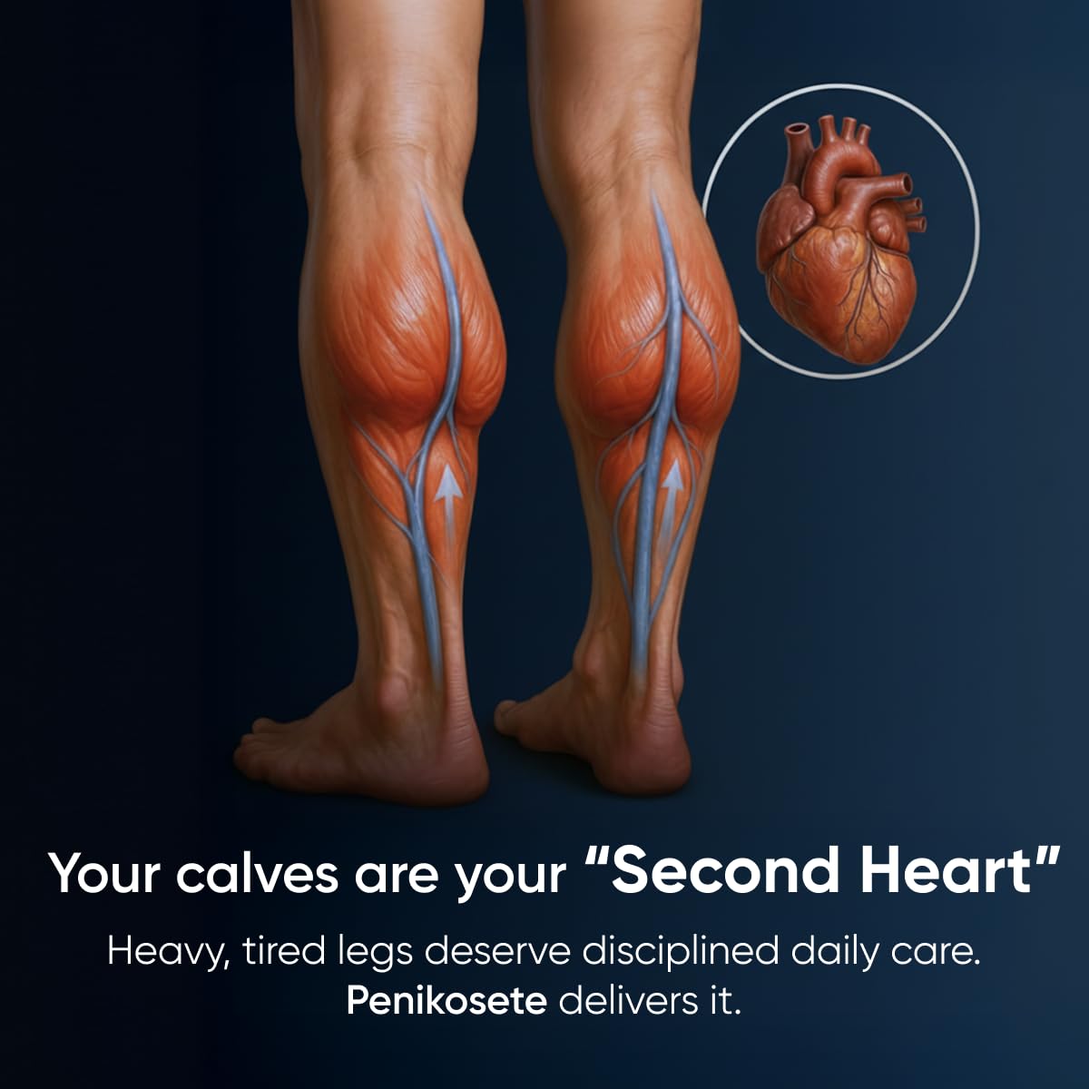 PENIKOSETE application in use on leg demonstrating quick absorption and cooling comfort