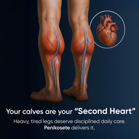 PENIKOSETE application in use on leg demonstrating quick absorption and cooling comfort