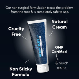 PENIKOSETE label detail showing dermatologically tested reassurance benefit