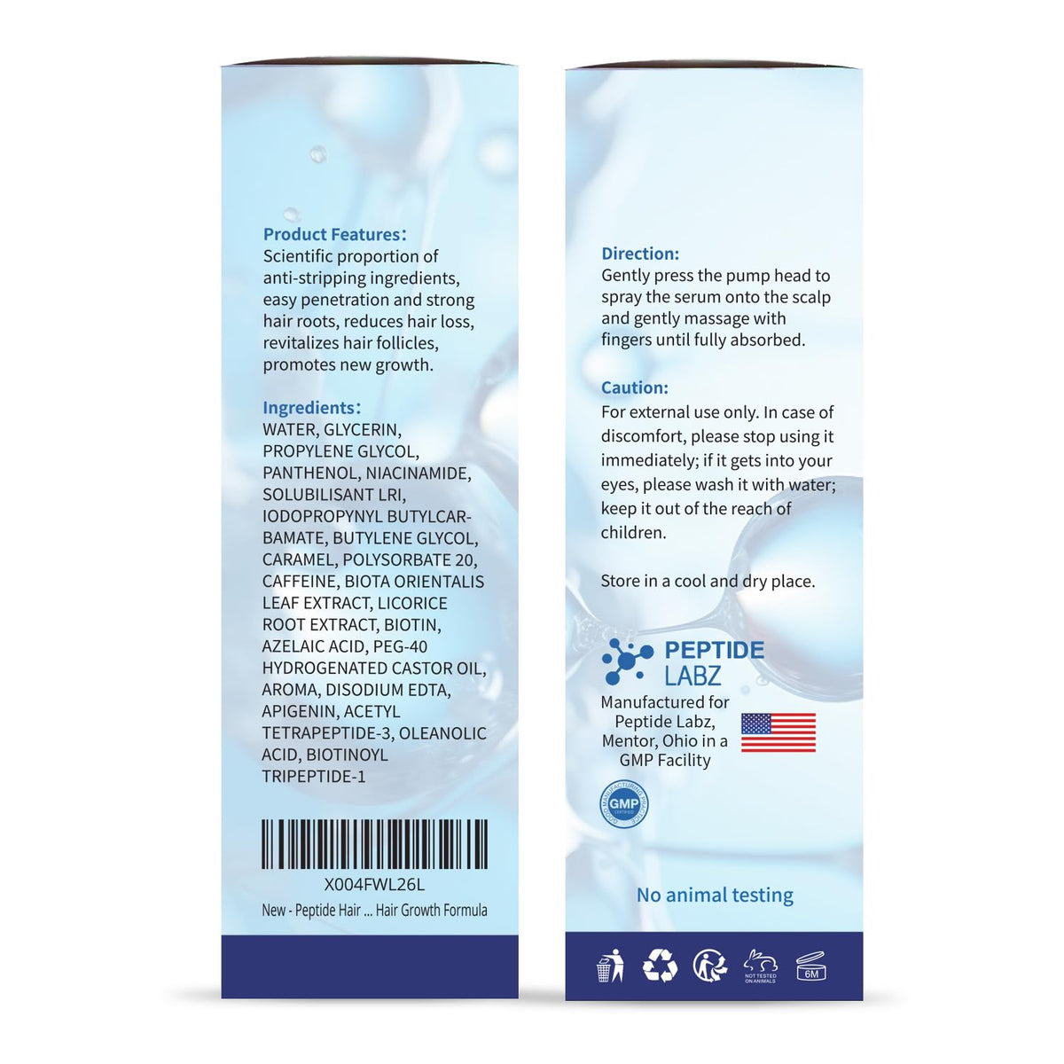 PeptideLabz application on scalp demonstrating targeted spray and quick massage benefit