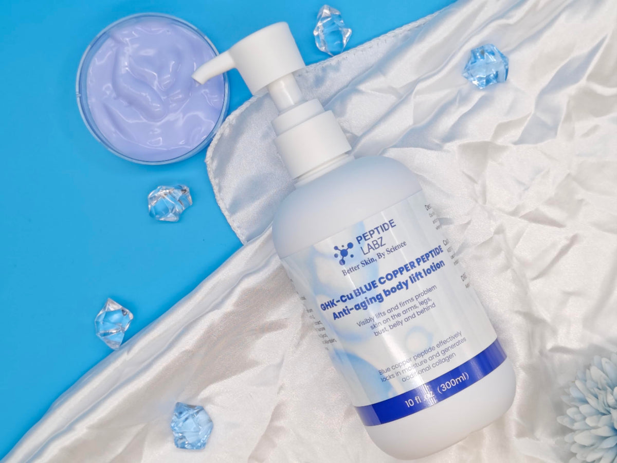 PeptideLabz bottle on bathroom shelf illustrating everyday routine use