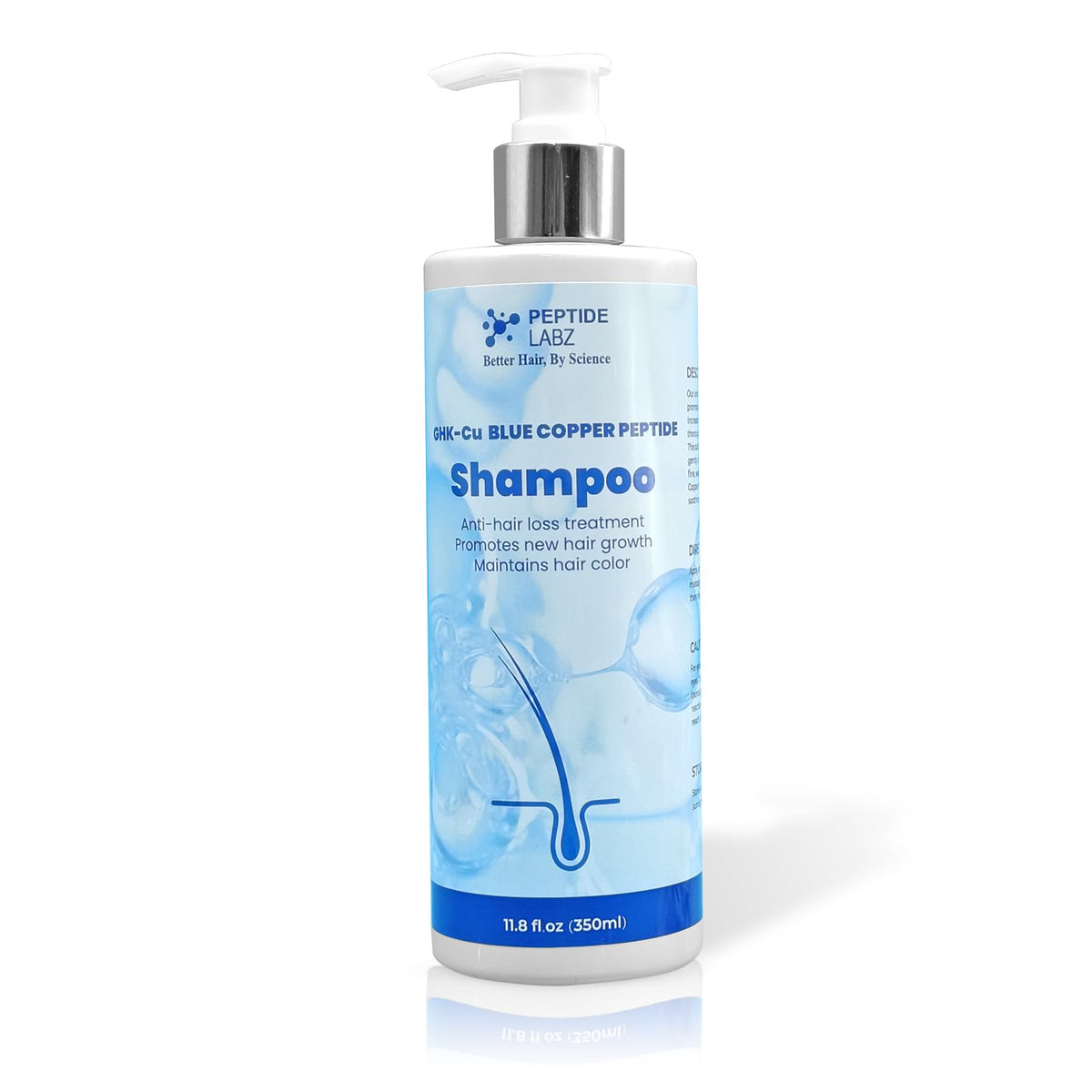 PeptideLabz bottle front packaging showing brand and active peptide benefits