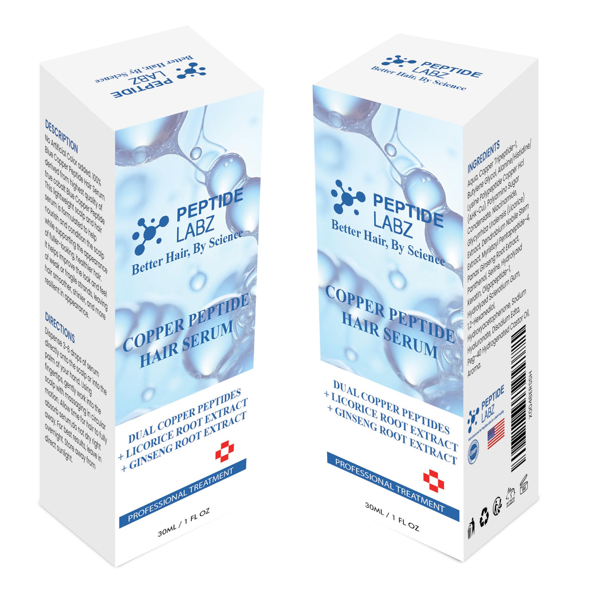PeptideLabz serum applied to scalp with fingertips, shows directed scalp absorption