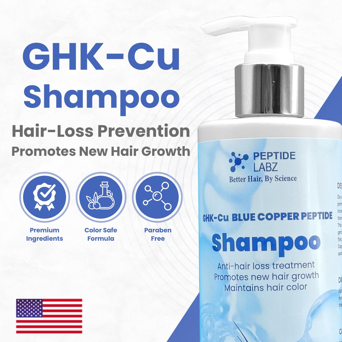 PeptideLabz shampoo creamy lather texture demonstrating gentle cleanse