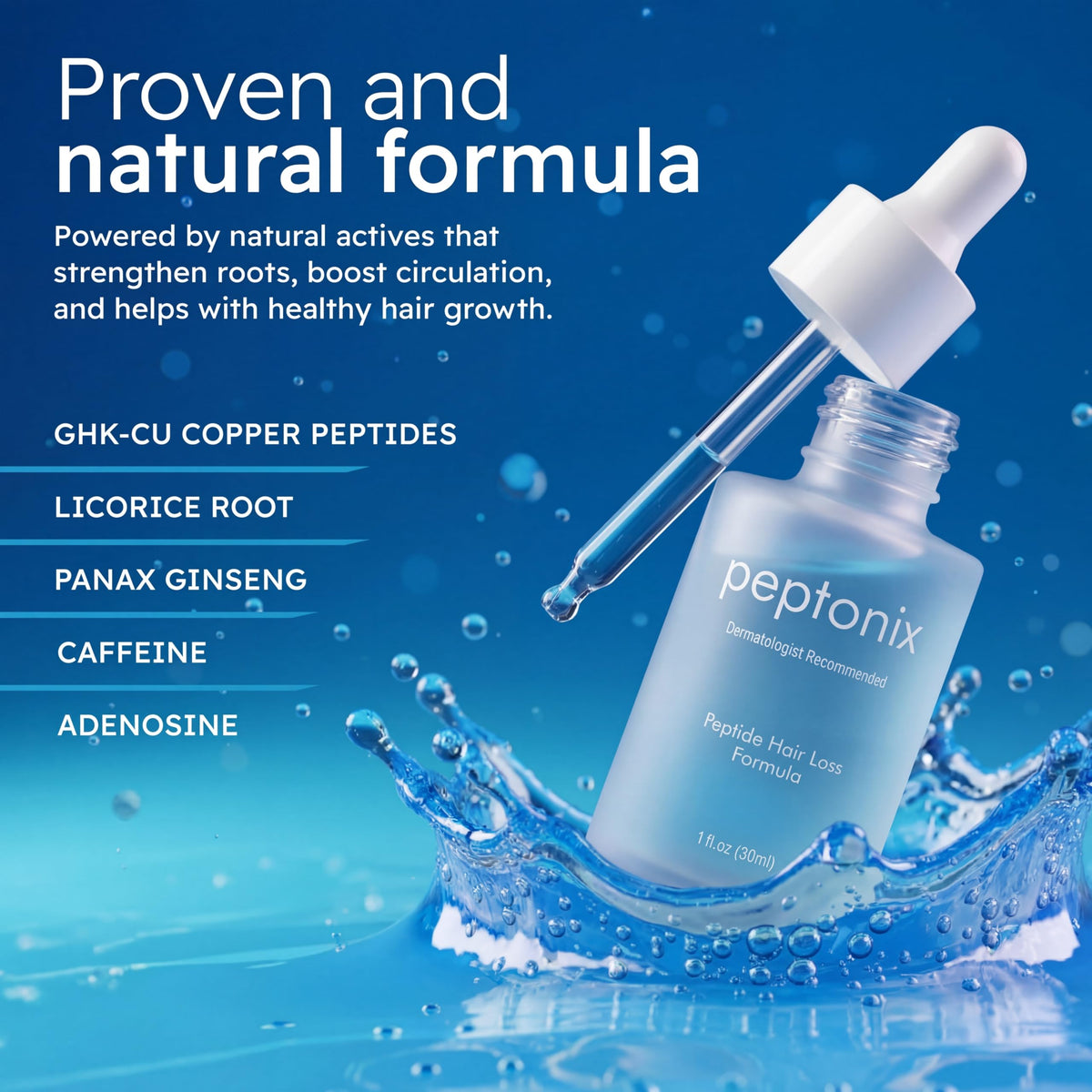 Peptonix applied to scalp with fingers to boost absorption