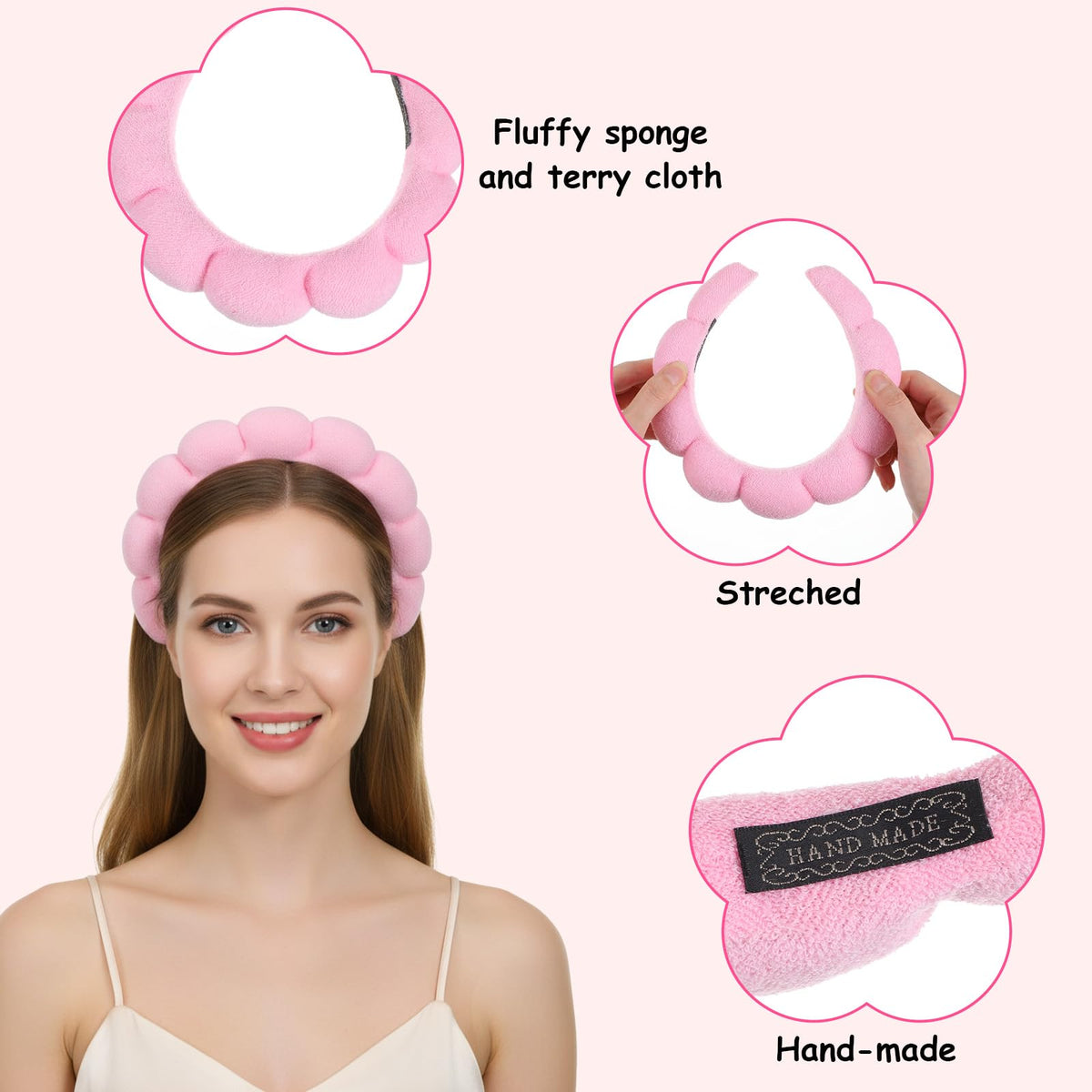 PercyEffie woman wearing headband washing face keeps hair dry and comfortable