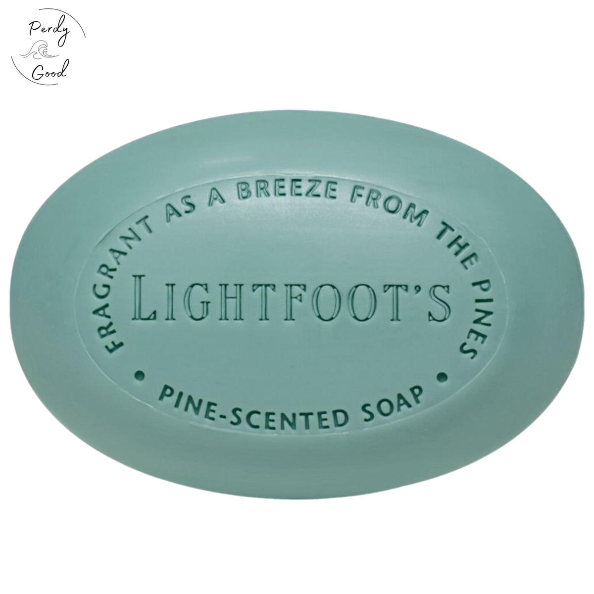 Perdy Good soap in shower scene conveying pine scent refresh after activity
