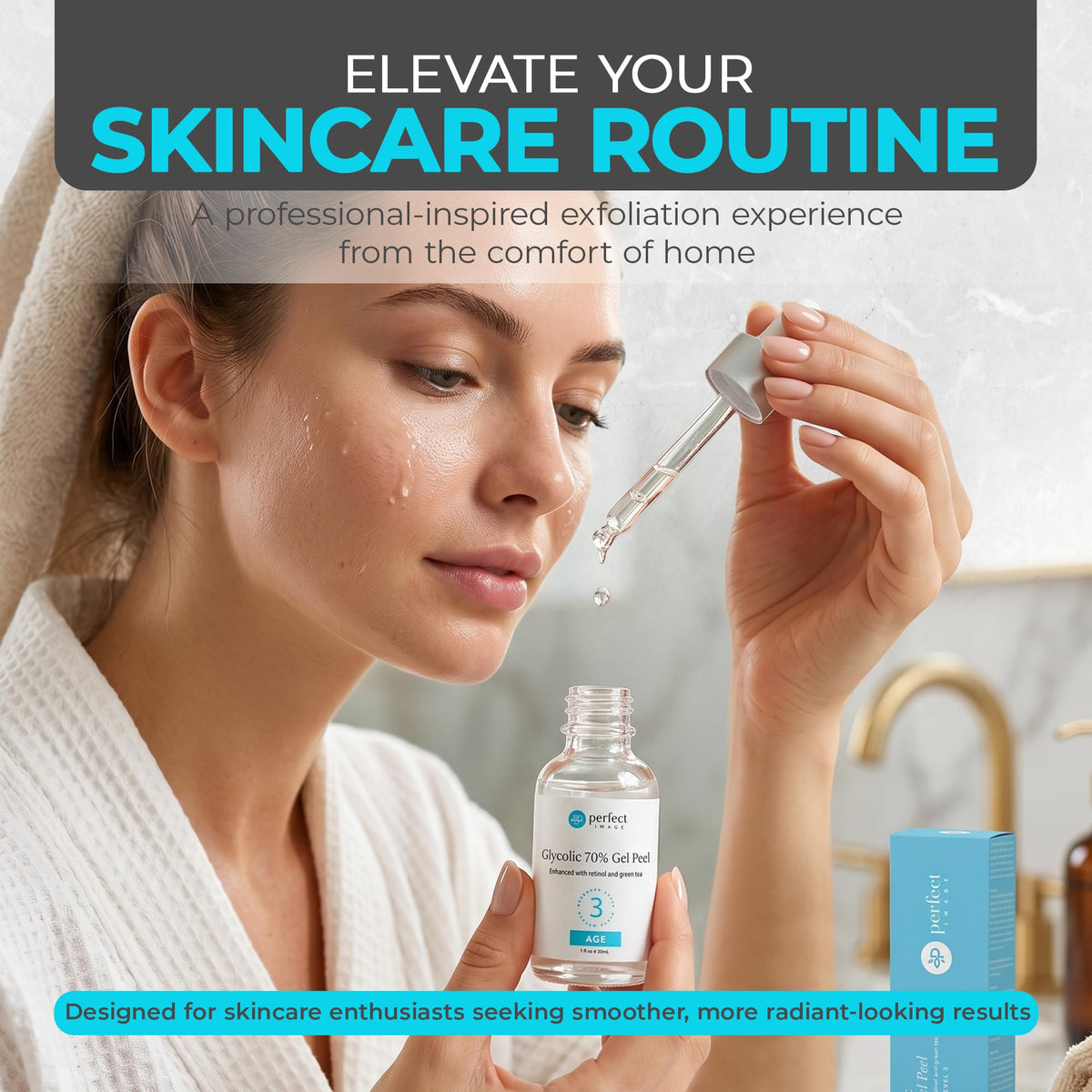 Perfect Image label close-up highlighting ingredients and clear usage guidance