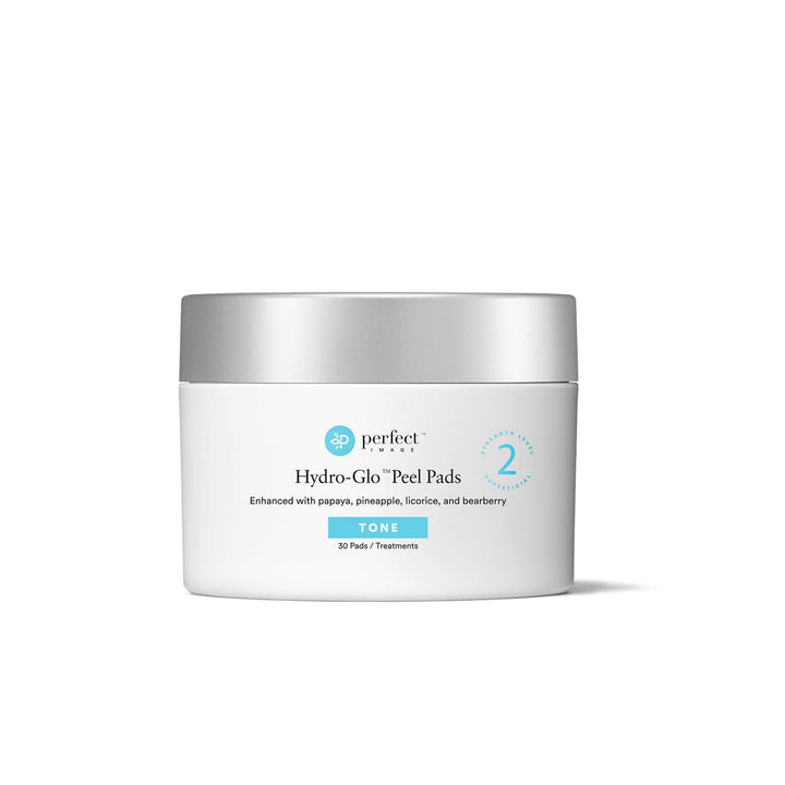 Perfect Image front packaging showing Hydro-Glo Brightening pads and benefits