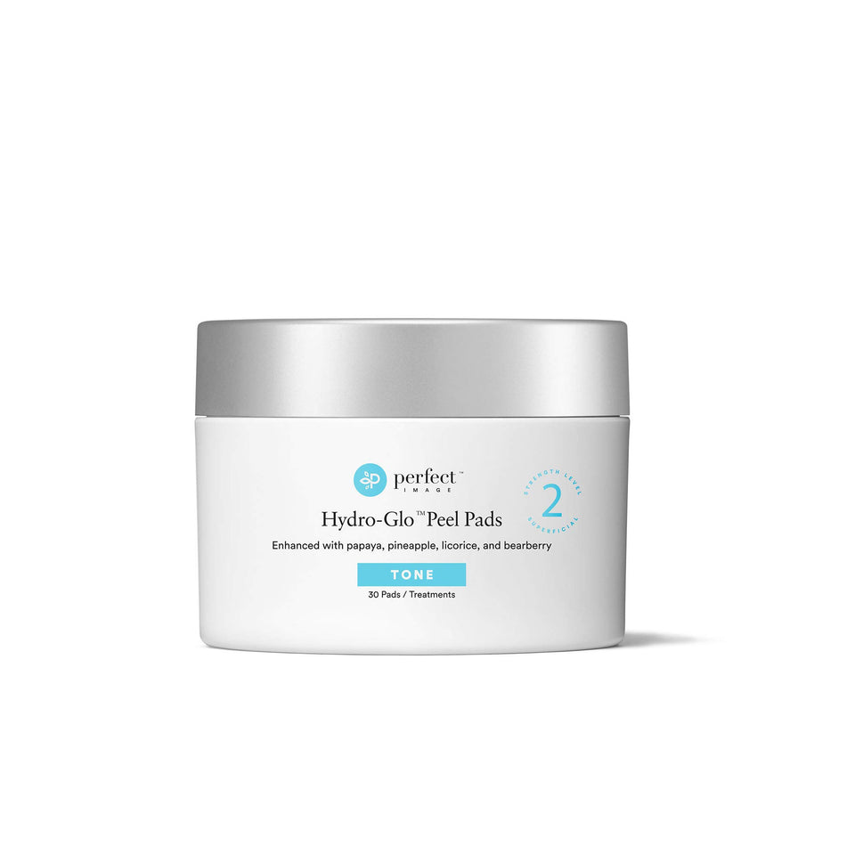 Perfect Image front packaging showing Hydro-Glo Brightening pads and benefits