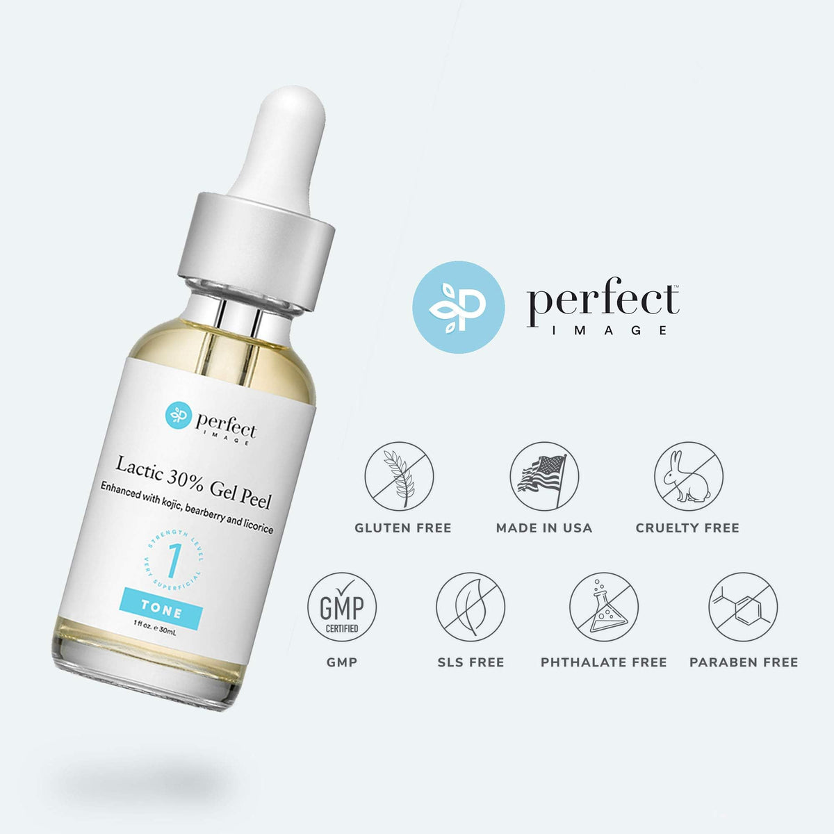 Perfect Image label ingredients detail highlighting kojic, bearberry, and licorice benefits