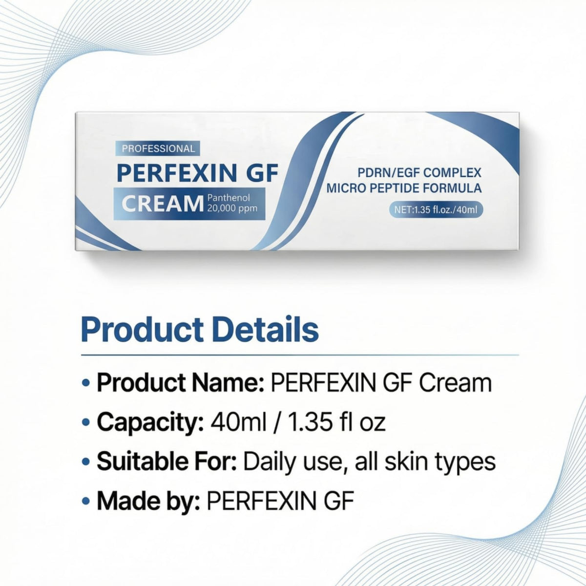 Perfexin GF application on hand demonstrating quick absorption benefit