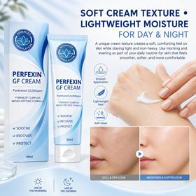 Perfexin tube on bathroom shelf in routine setting for daily skincare convenience benefit