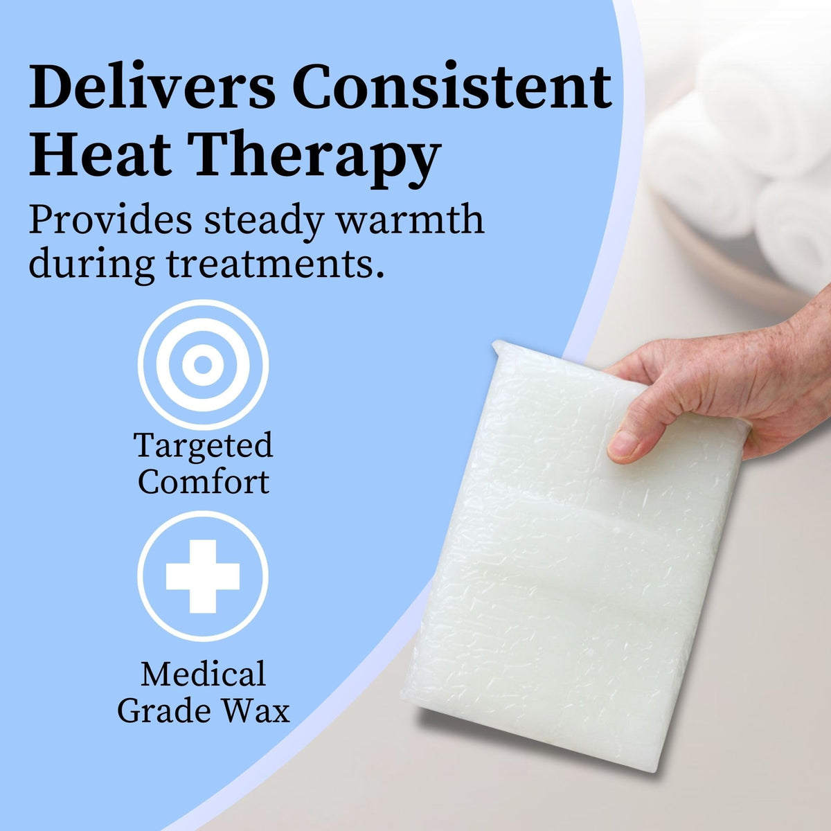 Performa hands dipping into warm wax demonstrating even coating and soothing warmth benefit