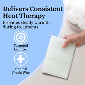 Performa hands dipping into warm wax demonstrating even coating and soothing warmth benefit