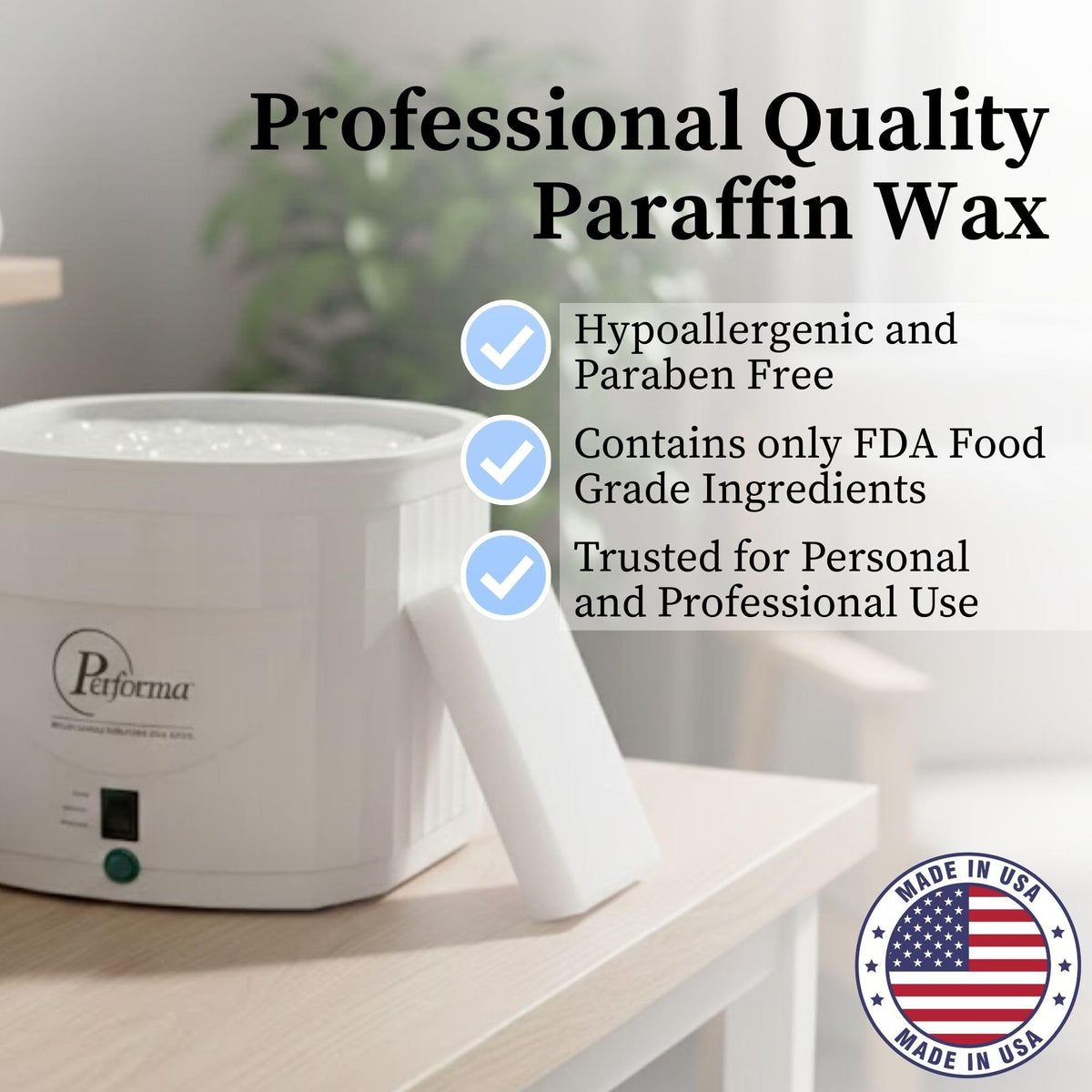 Performa melted wax inside paraffin heater showing clear liquid for safe temperature checks benefit