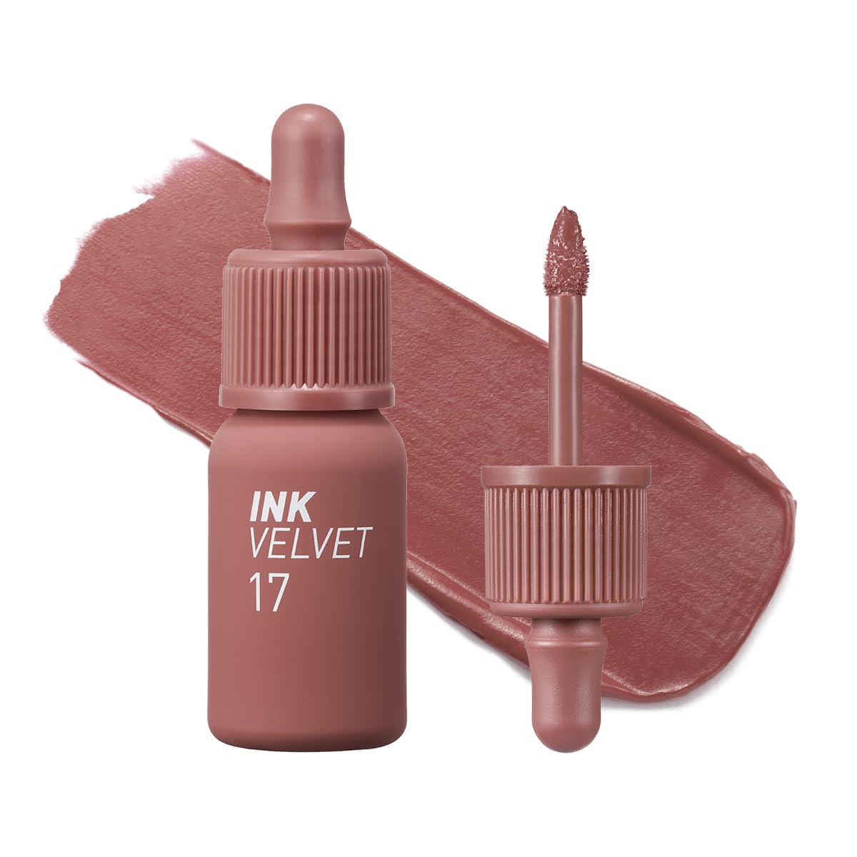 Peripera front view of the velvet lip tint showing compact tube and color benefits