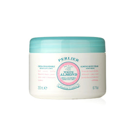 Perlier white almond front jar showing label and 6.7 oz size benefit: recognizable packaging