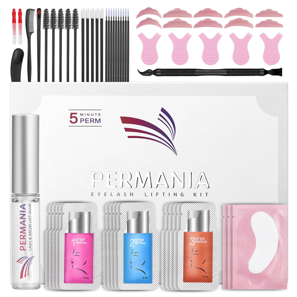 PERMANIA kit front packaging showing complete lash and brow set for easy use