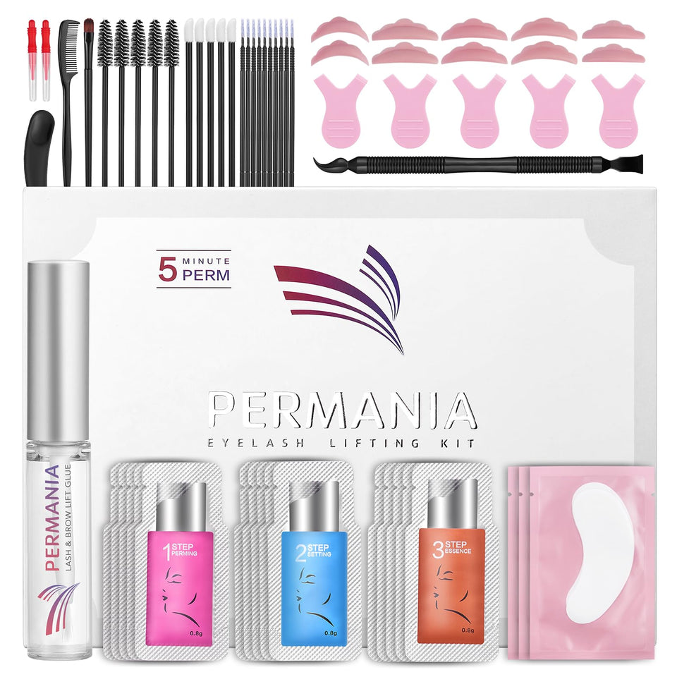 PERMANIA kit front packaging showing complete lash and brow set for easy use