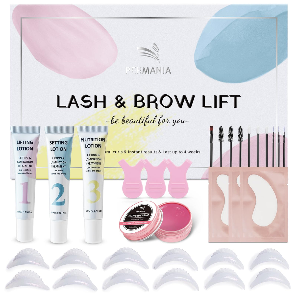 PERMANIA kit front packaging showing complete lash lift and brow lamination set, ready to use