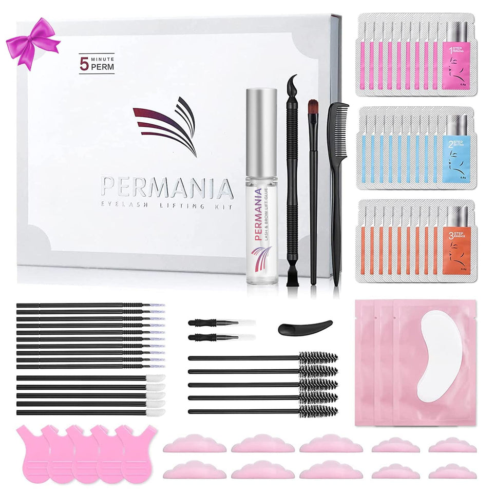 PERMANIA kit box front showing complete lash lift set and benefits