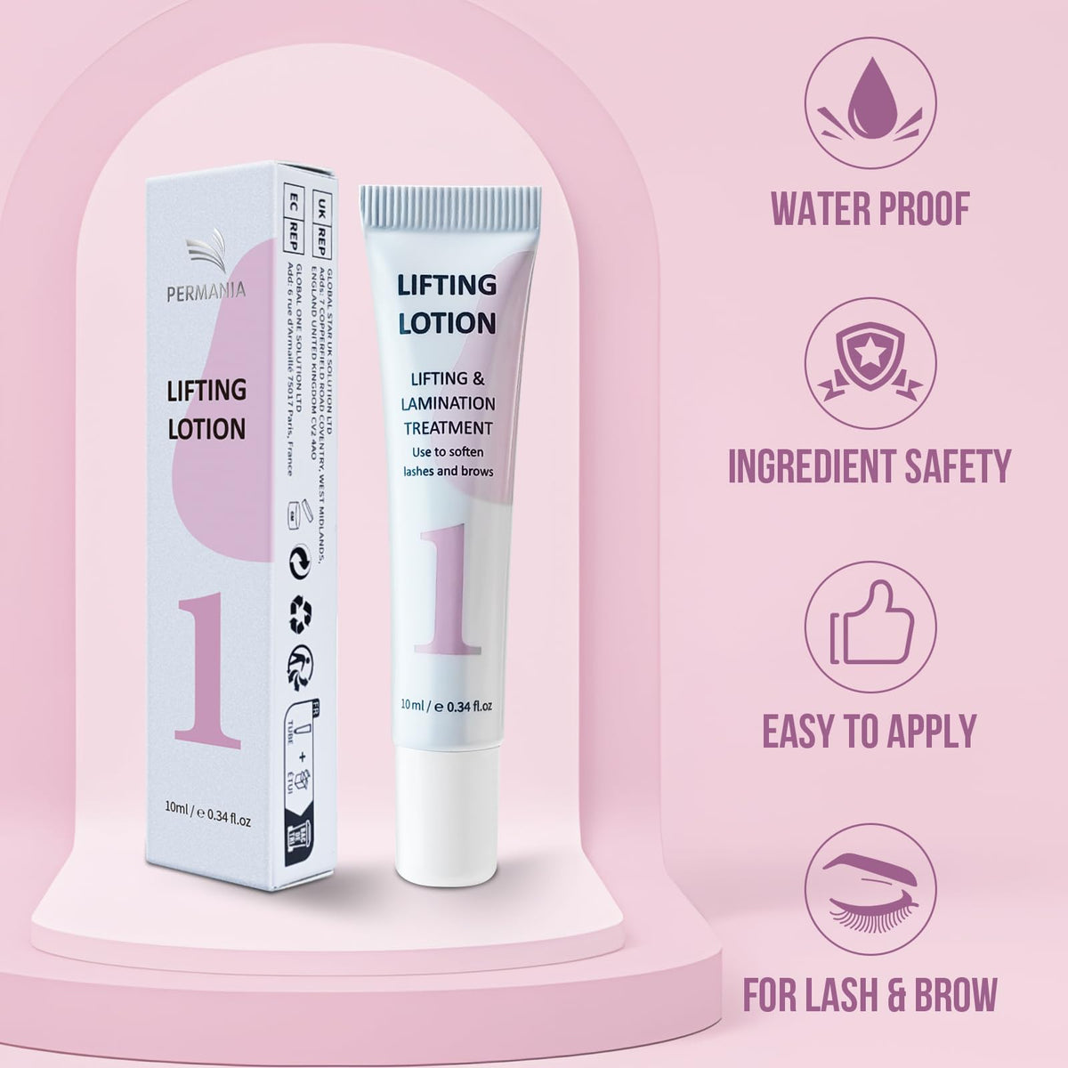 PERMANIA lotion texture close-up showing smooth consistency for precise spreading