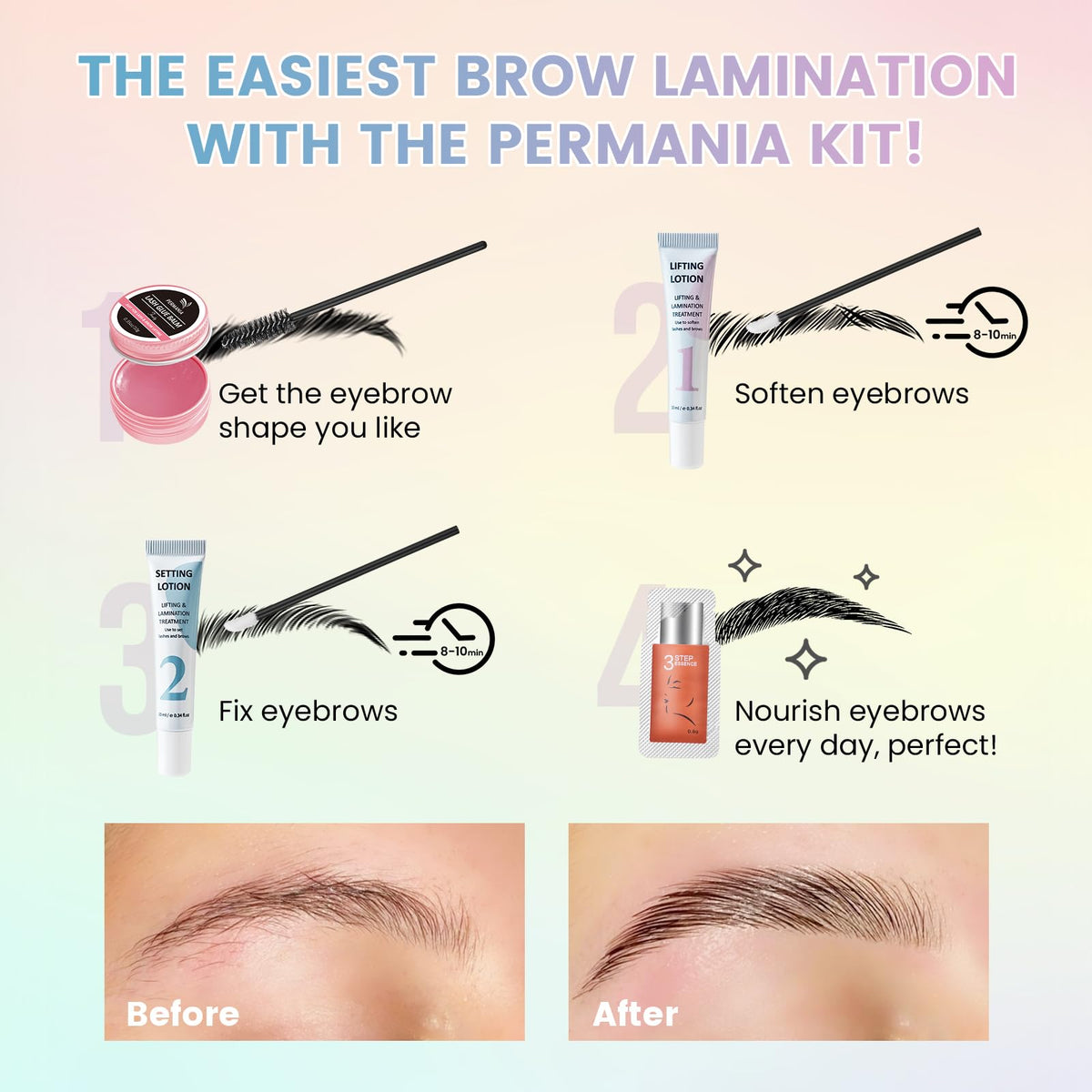 PERMANIA peach glue balm detail for secure brow shaping