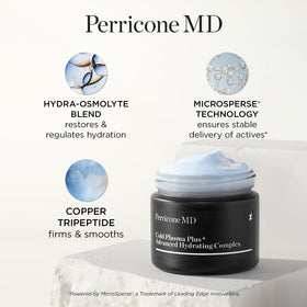 Perricone MD cream applied on hand showing coverage and fast-absorbing benefit