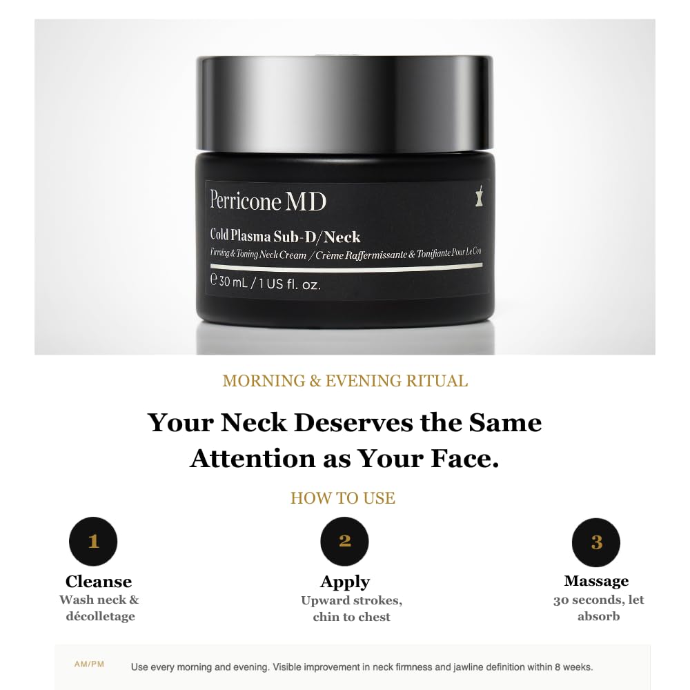 All Day Beauty Perricone MD Cold Plasma Sub D applied to neck demonstrating easy massage-in