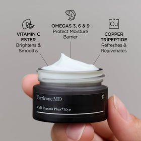 Perricone MD ingredients panel close-up highlighting peptides and vitamin C benefits