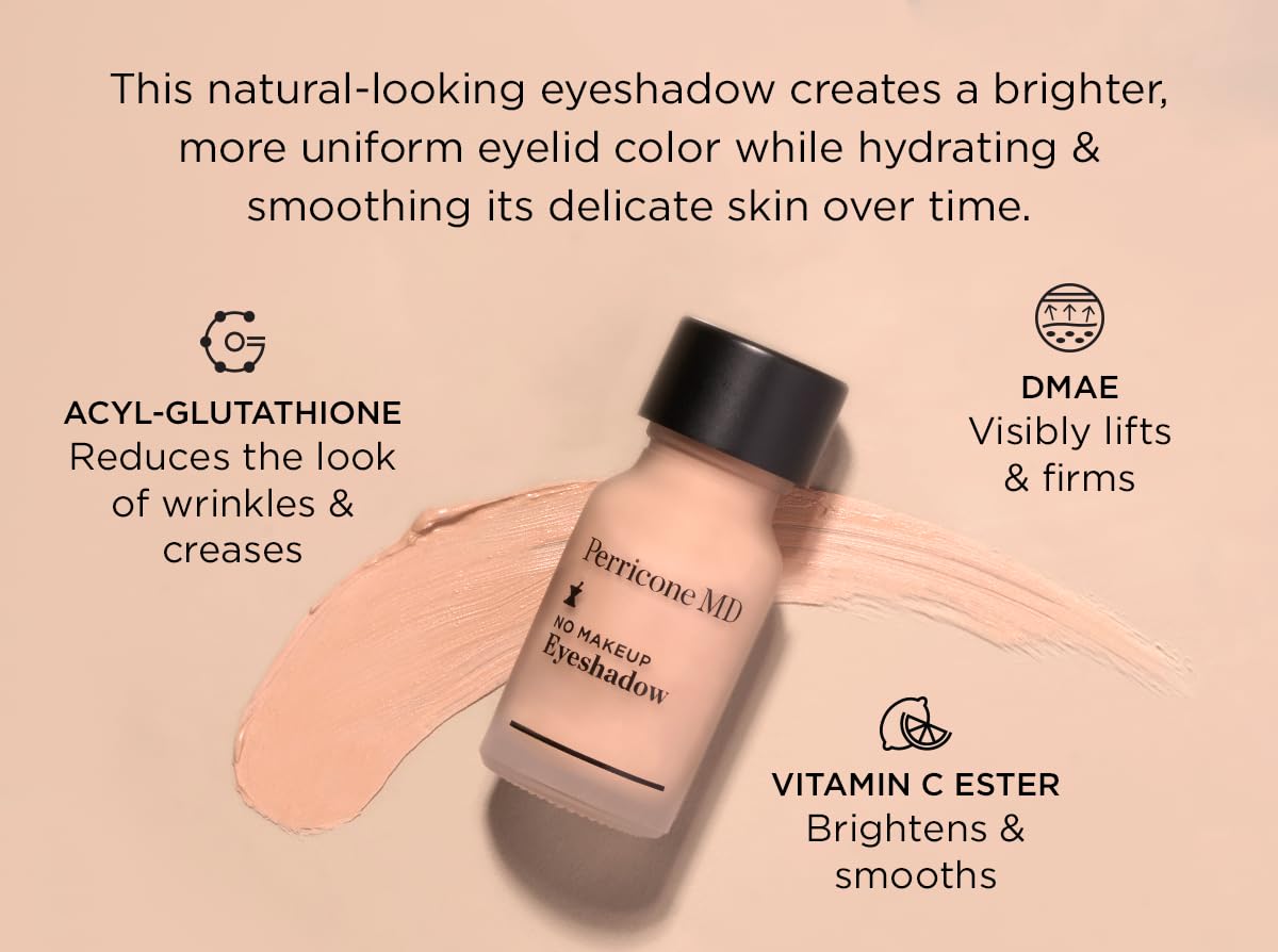 Perricone MD closeup of product applied to eyelid highlighting crease‑resistant finish