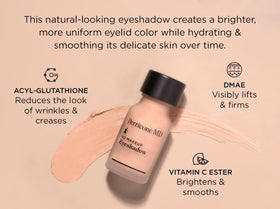 Perricone MD closeup of product applied to eyelid highlighting crease‑resistant finish