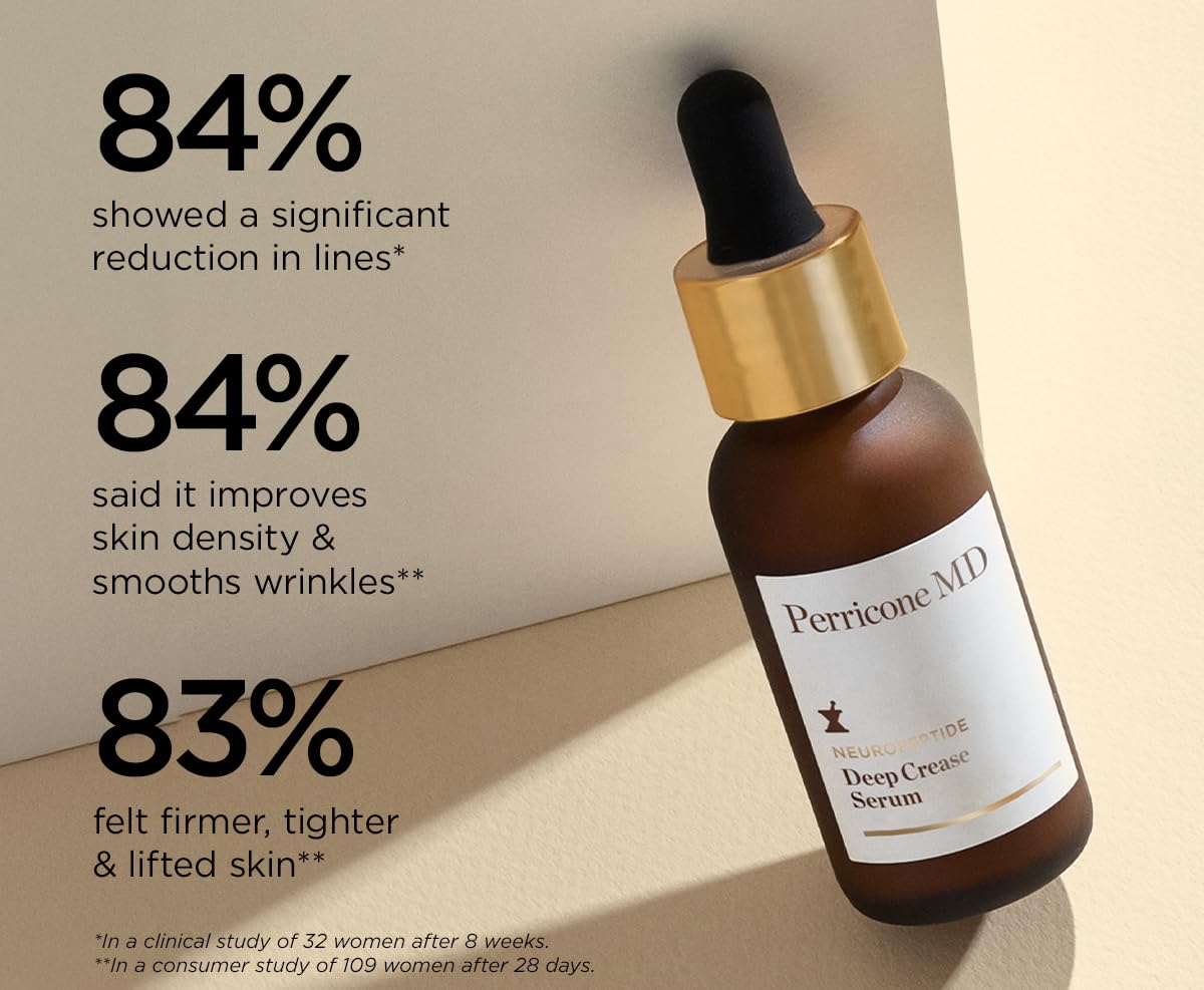 Perricone MD serum drop on skin demonstrating targeted application for marionette lines