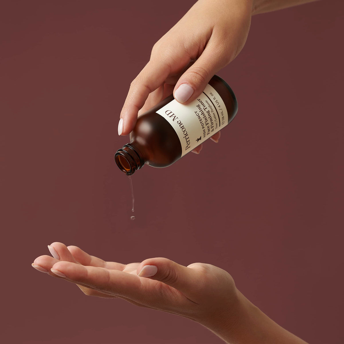 Perricone MD toner texture on hand demonstrating lightweight, hydrating finish