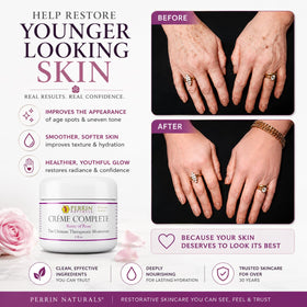 Perrin Naturals cream applied to cheek showing gentle facial nourishment