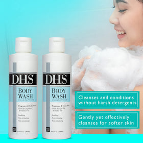 Person & Covey lather on hand illustrating mild foam and moisturizing benefit