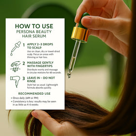 Persona Beauty before and after hair texture comparison showing fuller-looking strands