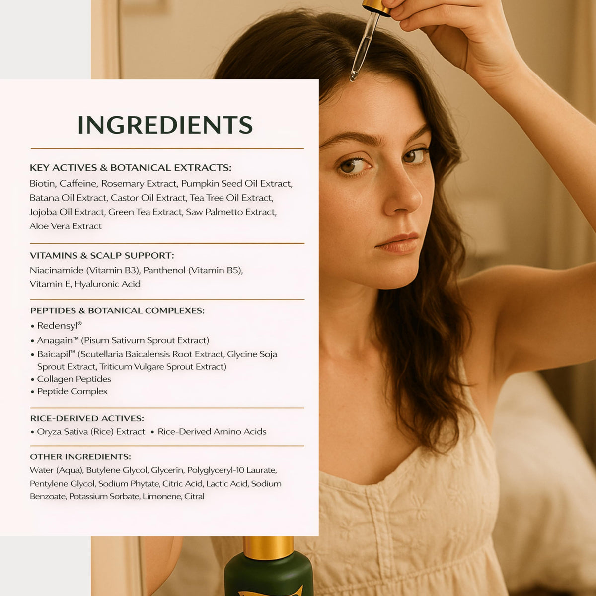 Persona Beauty side label detail with ingredients list and directions visible