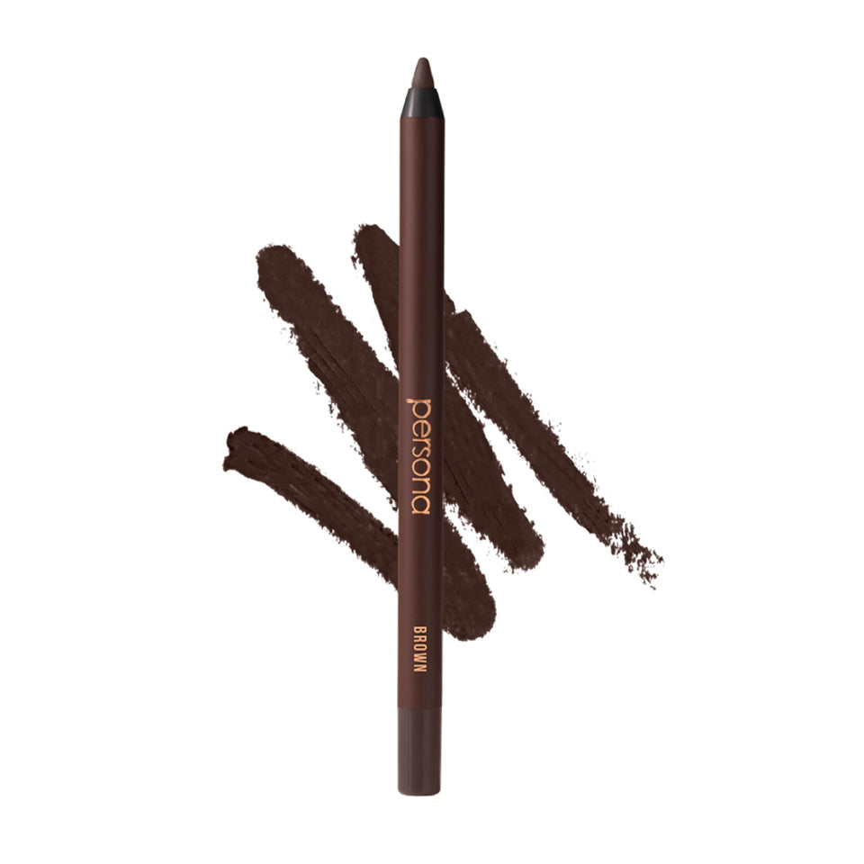 PERSONA brown pencil front view showing sleek packaging and precise point for clean application