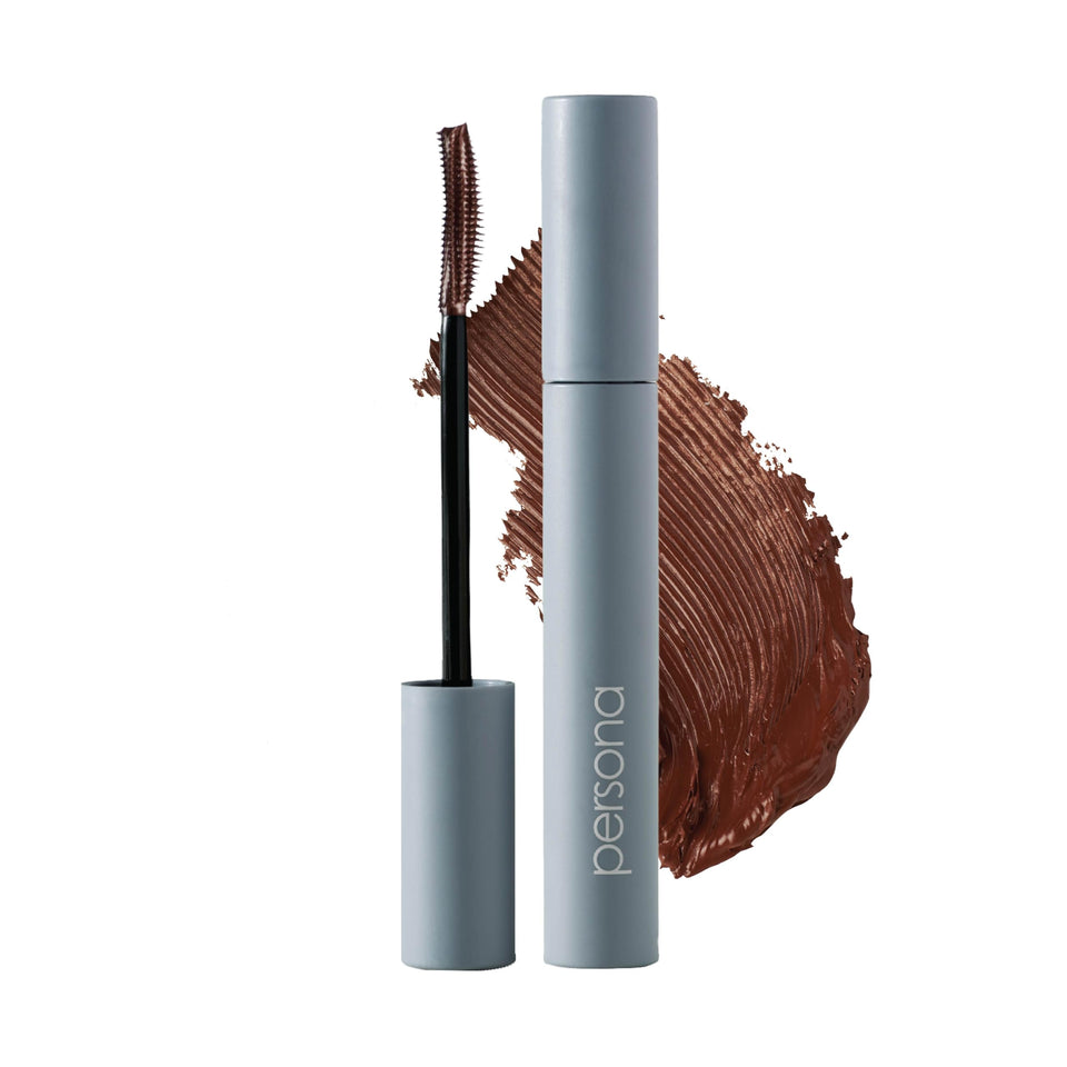 PERSONA front packaging showing brown tubing mascara and clear branding benefit: lightweight volume