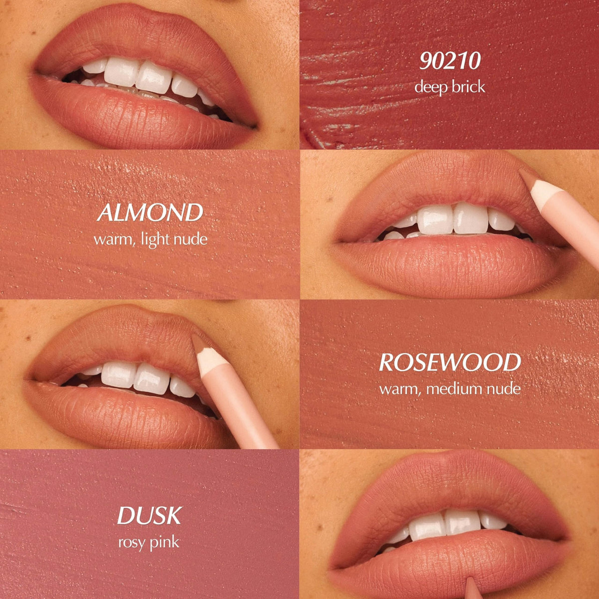 PERSONA mauve lip liner on model in natural light showing subtle matte finish