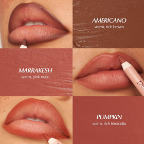 PERSONA mauve lip liner packaging label showing vegan and made in USA benefits