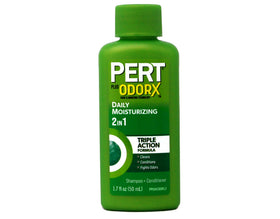 Pert Plus front pack view showing clean travel-size bottles and easy use